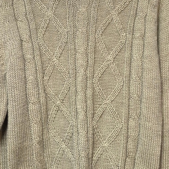 Vintage Men's Classic Cable Knit Crewneck Sweater  Unisex Size Large Tan - Picture 3 of 11